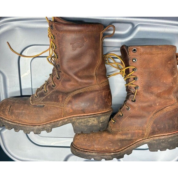 Red Wing 4417 Mens 9.5 D Logger Boots Steel Toe Waterproof Insulated Vibram Sol - Picture 11 of 13